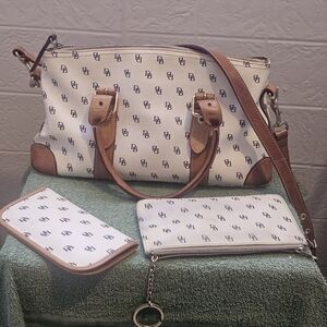 Dooney & Bourke White and Tan Satchel Set